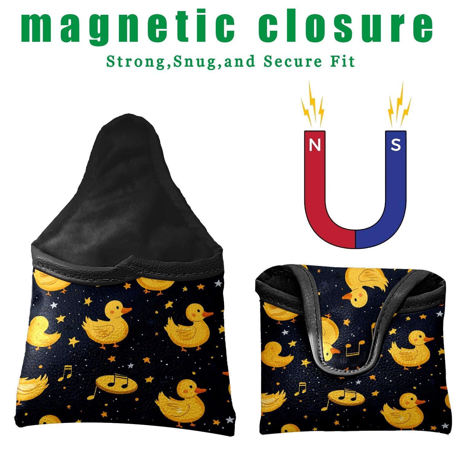 Golf Mallet Putter Cover Premium Leather Golf Putter Head Cover with Magnetic Closure, Golf Cover for Men and Women Little Yellow Duck