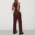 thumbnail image 3 of Woman Solid Color Sleeveless Sets, 2025 New Fashion Round-Neck Sleeveless Tank with Drawstring Long Pants Suits, Loungewear Tracksuits Outfits for Lady 2 Piece Sets Spring Wine M, 3 of 5