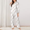 thumbnail image 2 of KLL Leopard Print Print Women's Long Sleeve Pajamas with Pants Sleepwear Loungewear 2 Set-Small, 2 of 7