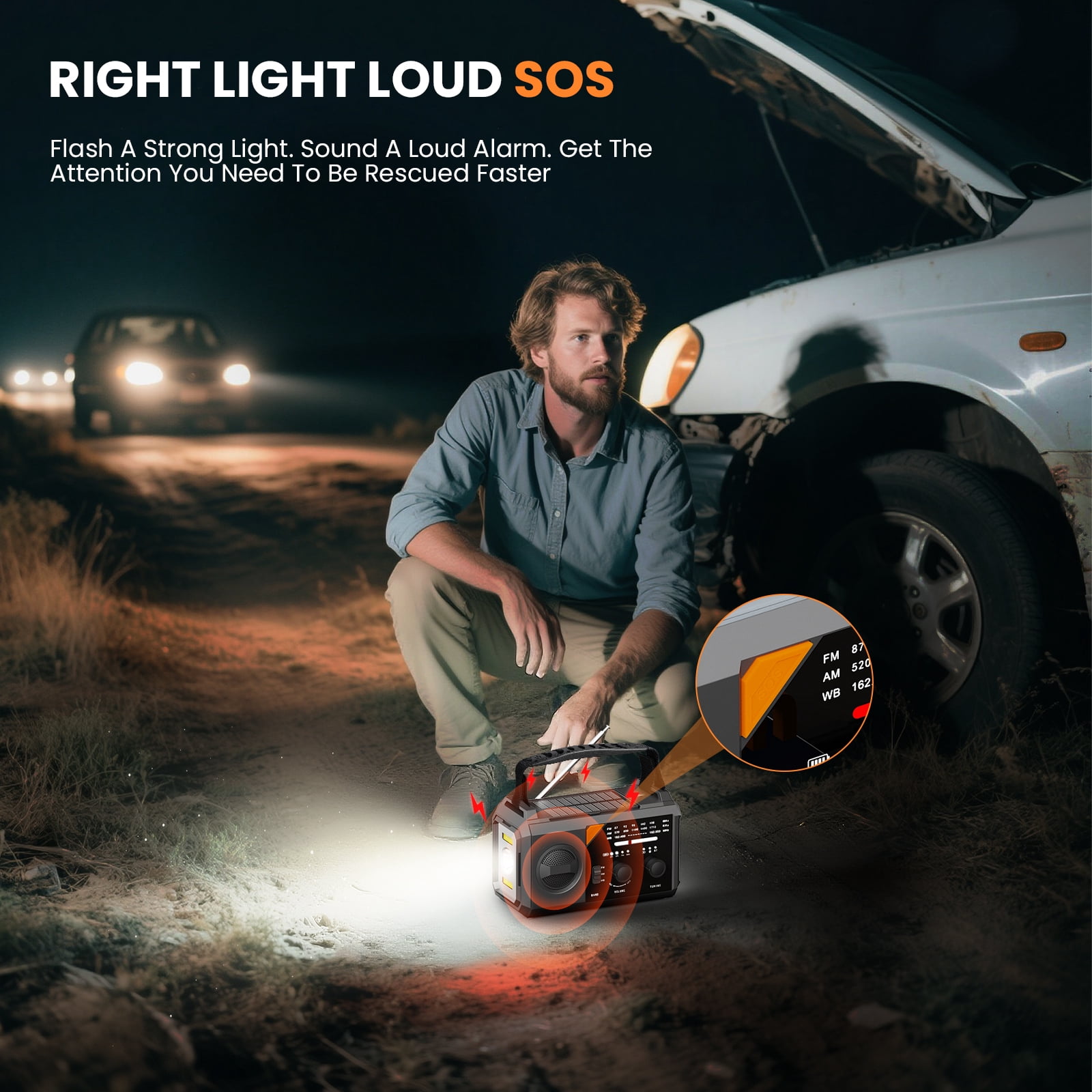 AUOSHI 30000mAh Weather Radio, NOAA/AM/FM Emergency Radio with USB/Solar/Hand Crank Charging, Flashlight, SOS Alarm, Compass, Battery Operated for Hurricane Preparedness, Gray