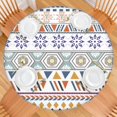 thumbnail image 2 of Boho Chic Round Tablecloth with Elastic Border, Vibrant Floral Print Fits 52-56 Inch Tables for Kitchen and Party, 2 of 7