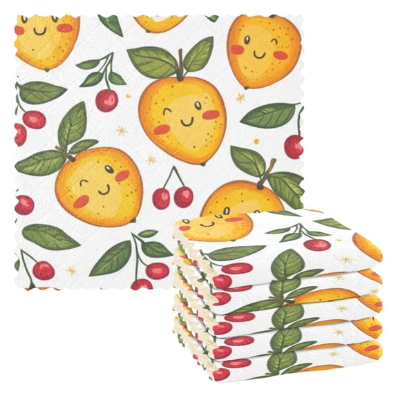 6 Pieces of Kitchen Towels 11x11Inch Kitchen Dish Cloths Kitchen Dish Towels Reuseable Cleaning Cloths Lovely Christmas Mango