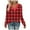 Red, variant on Women's Long Sleeve T Shirts V Neck Plaid Plus Size Tunic Tops Soft Casual Tees Loose Trendy Blouses(Red,Large)