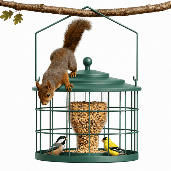 Birdream Squirrel Proof Metal Bird Feeder, Outdoor Hanging Cage Feeder for Small Birds, Starling Resistant Wild Bird Feeder, Garden Yard Decor, 1 Pack