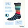 thumbnail image 3 of MeMoi Boys Bold Stripes Cotton-Rich Fine-Gauge Crew Sock - Boys - Male, 10-12, Navy, 3 of 7