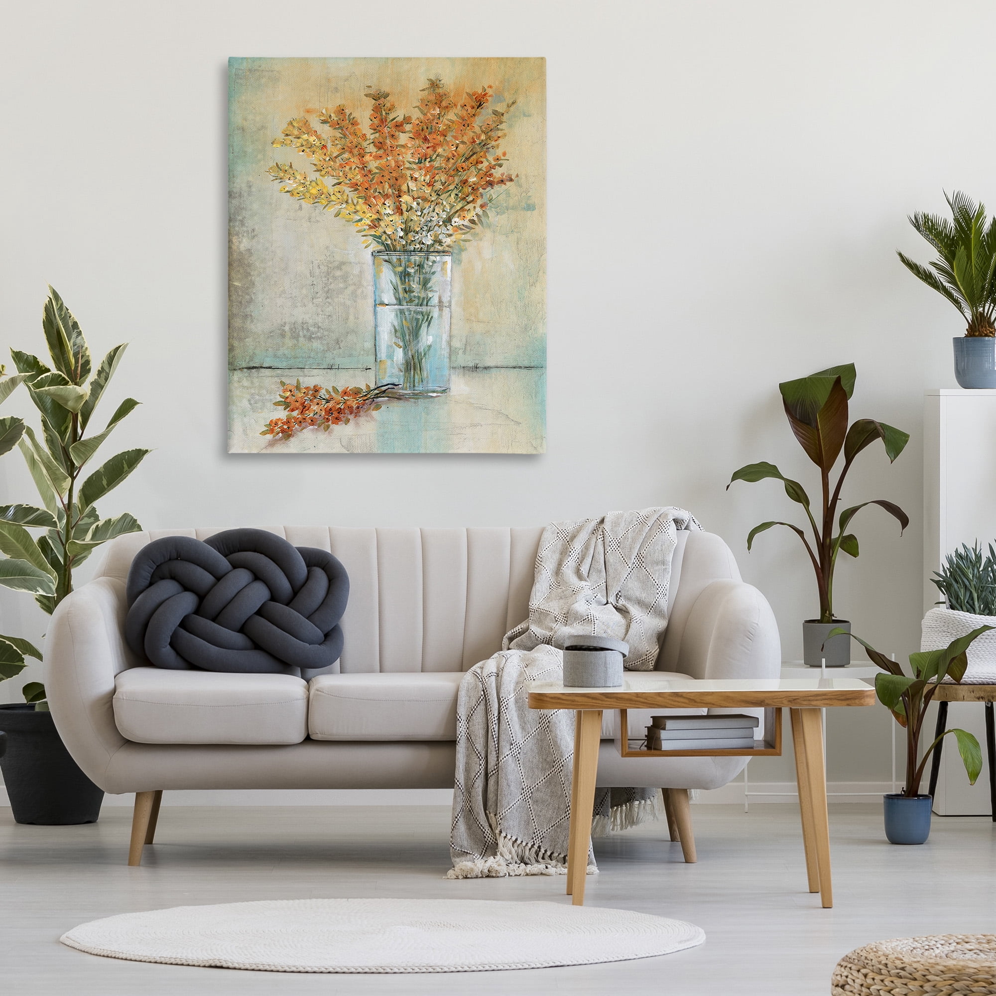 Stupell Industries Orange Sprigs in Vase Botanical & Floral Painting Gallery Wrapped Canvas Art Print Wall Art, 36 x 48