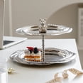 thumbnail image 5 of Hzzsbu 2 Tiers Cake Stand, Stainless Steel Cupcake Display Stand, Metal Fruit Dessert Snack Serving Dish, Afternoon Tea Stands for Wedding, 5 of 7