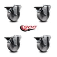 thumbnail image 2 of 4 Inch Semi Steel Wheel Swivel Bolt Hole Caster Set with Posi Lock Brakes SCC, 2 of 2