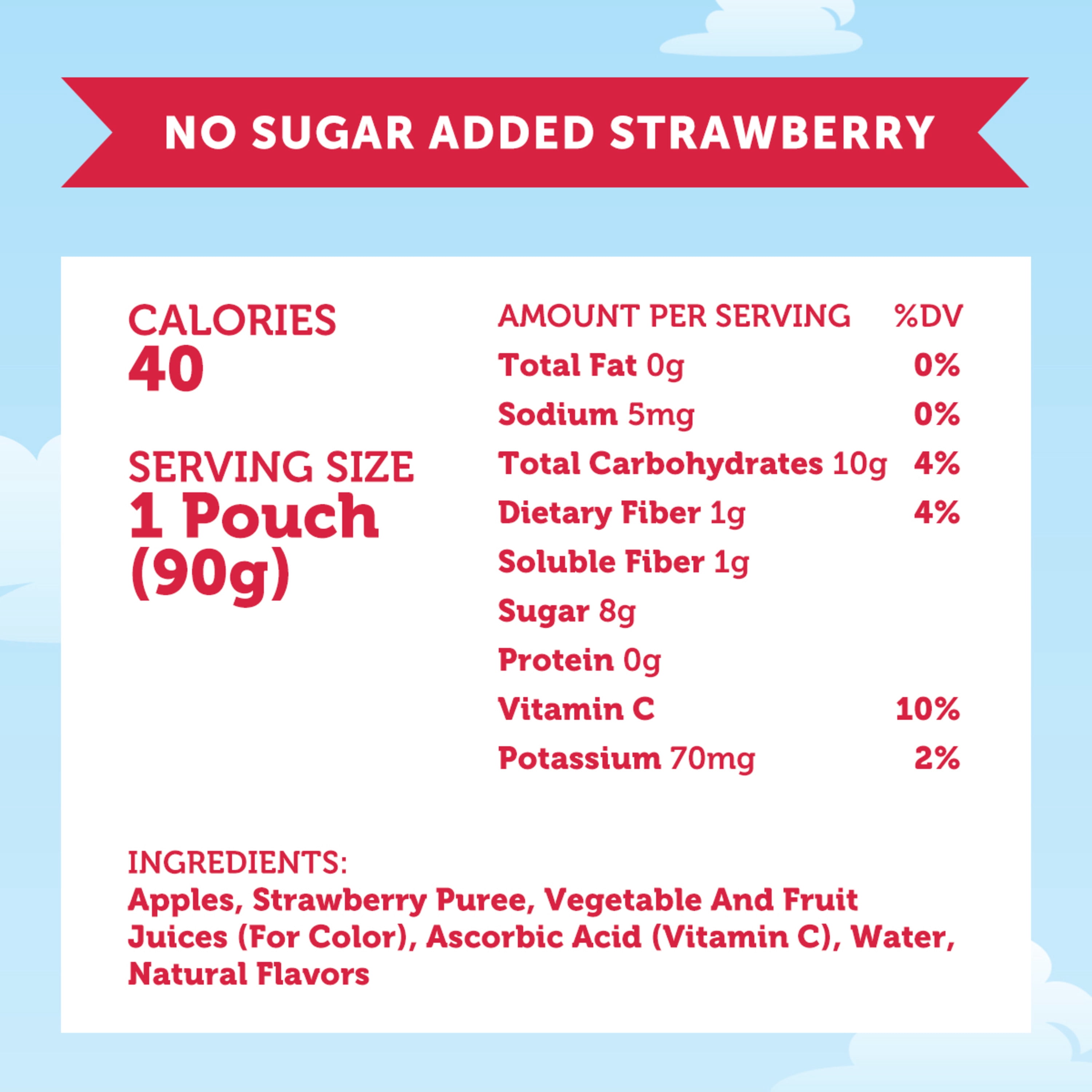 Mott's No Sugar Added Strawberry Applesauce, 3.2 oz, 24 Count Clear Pouches (6 Packs of 4)