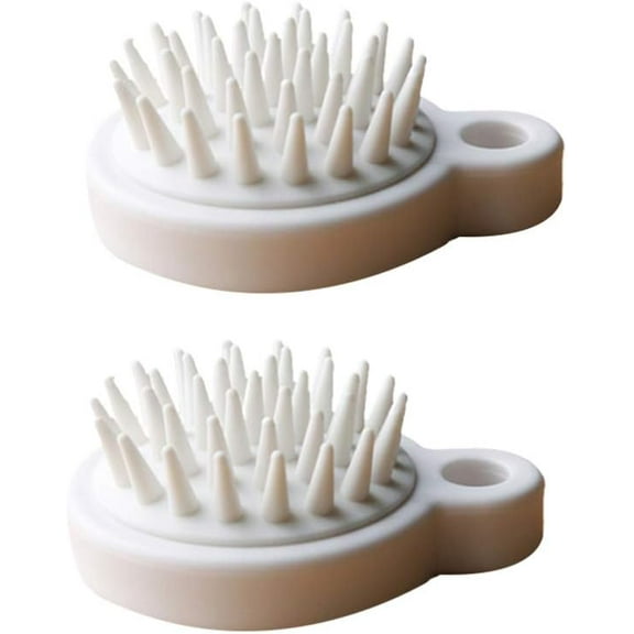 Scalp Exfoliator Brush 2Pcs Hair Scalp Brush Silicone Shampoo Scalp Massager Brush Head Scrubber Brush with Handle for Hair Stimulation White Silicone Hair Scrubber