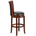 thumbnail image 5 of Flash Furniture Vestina 30'' High Dark Chestnut Wood Barstool with Panel Back and Black LeatherSoft Swivel Seat, 5 of 7