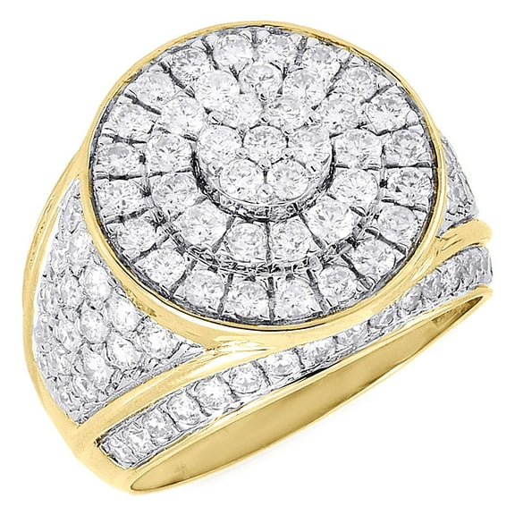Diamond Mayan Pinky Ring 10K Yellow Gold Round Cut Fashion Pave Band 3.02 Tcw