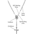 thumbnail image 2 of Savlano 925 Sterling Silver Italian Solid Bead Chain Cross & Rosary Virgin Mary Pendant Y Necklace Comes With Gift Box for Women - Made in Italy, 2 of 6