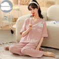 thumbnail image 1 of Conjunto de Pijama grande de manga corta para Mujer, ropa de dormir de punto con puntos de oso de dibujos animados, de algodón, elegante, 5XL, 1 of 4