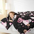 thumbnail image 4 of Manfei Kawaii Pink Ghost Queen Comforter Set for Kids, Princess Ribbon Bowknot Bedding Sets, Sugar Halloween Pumpkin Reversible Bedding Comforter Set, Microfiber Bedroom Decor, 3-Piece, 4 of 8