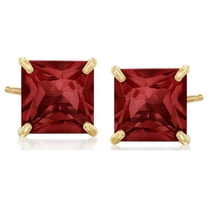 Paris Jewelry 14k Yellow Gold 3 Ct Square Created Garnet Stud Earrings Jewelry Gift for Women plated
