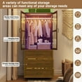 thumbnail image 4 of 2 Glass Doors Armoire Wardrobe Closet with 3 Drawer & LED Light,75"H Wardrobe Closet Clothing Organizer with Hanging Rail for Bedroom, 4 of 11