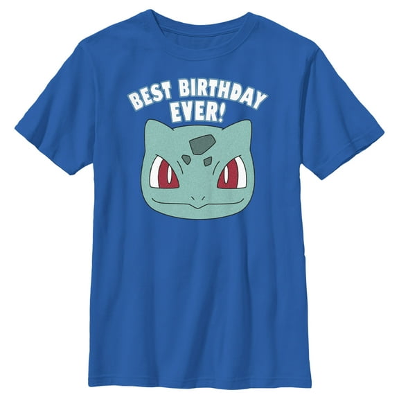 Boy's Pokemon Bulbasaur Best Birthday Ever Graphic Tee Royal Blue X Large