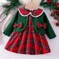 thumbnail image 2 of Conjuntos de ropa para niña, disfraz de Navidad, conjuntos a cuadros, chaqueta de manga larga, mono, falda, vestido, bonito conjunto para recién nacida, verde, de 12 a 18 meses, 2 of 4