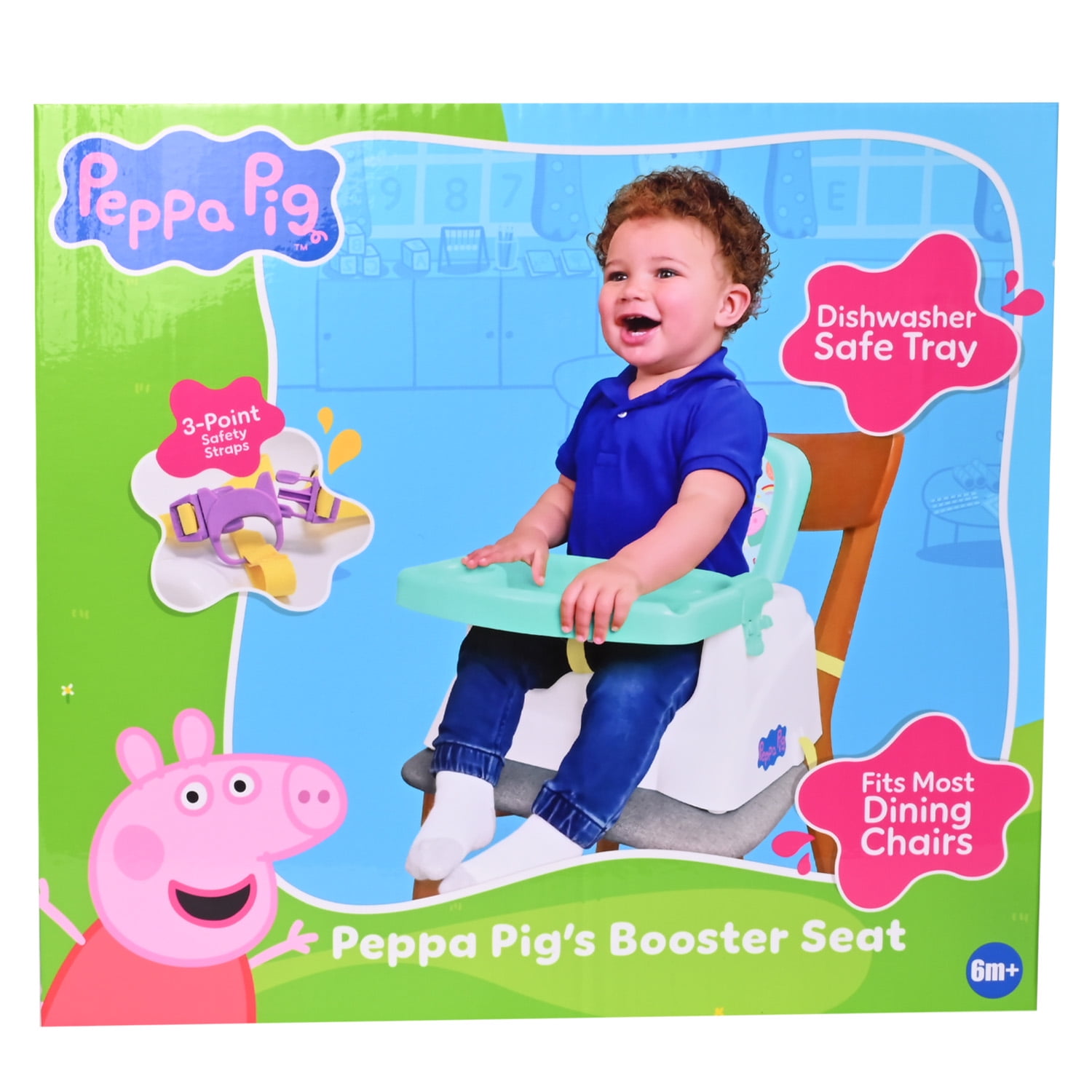 Peppa Pig Booster Seat with Adjustable Tray, Cup Holder and Safety Straps, Children Ages 1 and up