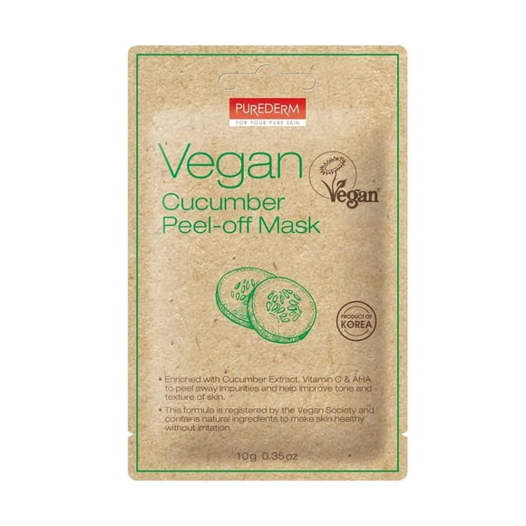 Mascarilla facial Purederm desplegable y vegana con extracto de pepino 1 pza