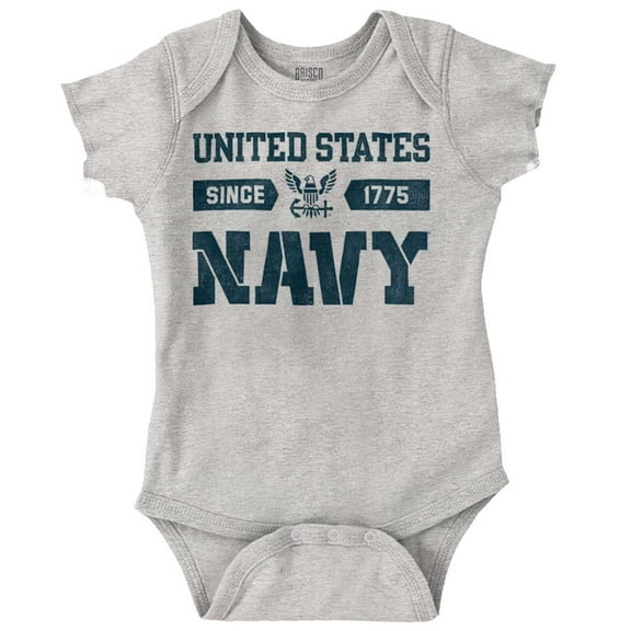 United States Navy Logo Since 1775 Romper Boys or Girls Infant Baby Brisco Brands 12M