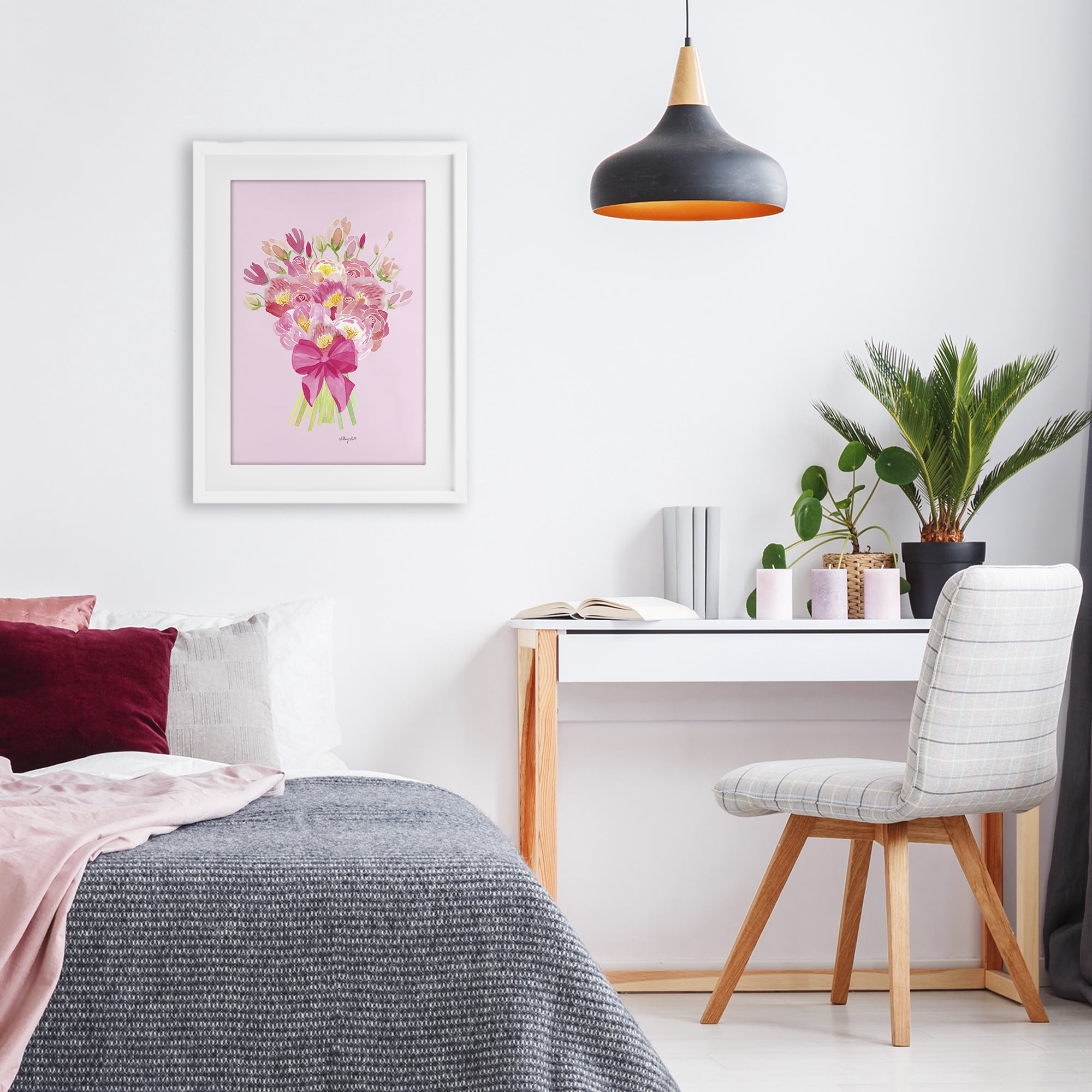 Stupell Industries Romantic Blushing Peonies White Framed Print Under Glass, design by Hillary Holt