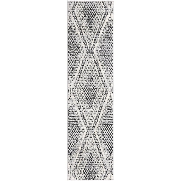 Rugs.Com Tagine Collection Rug – 8 Ft Runner Black And White Medium-Pile Rug Perfect For Living Rooms, Kitchens, Entryways