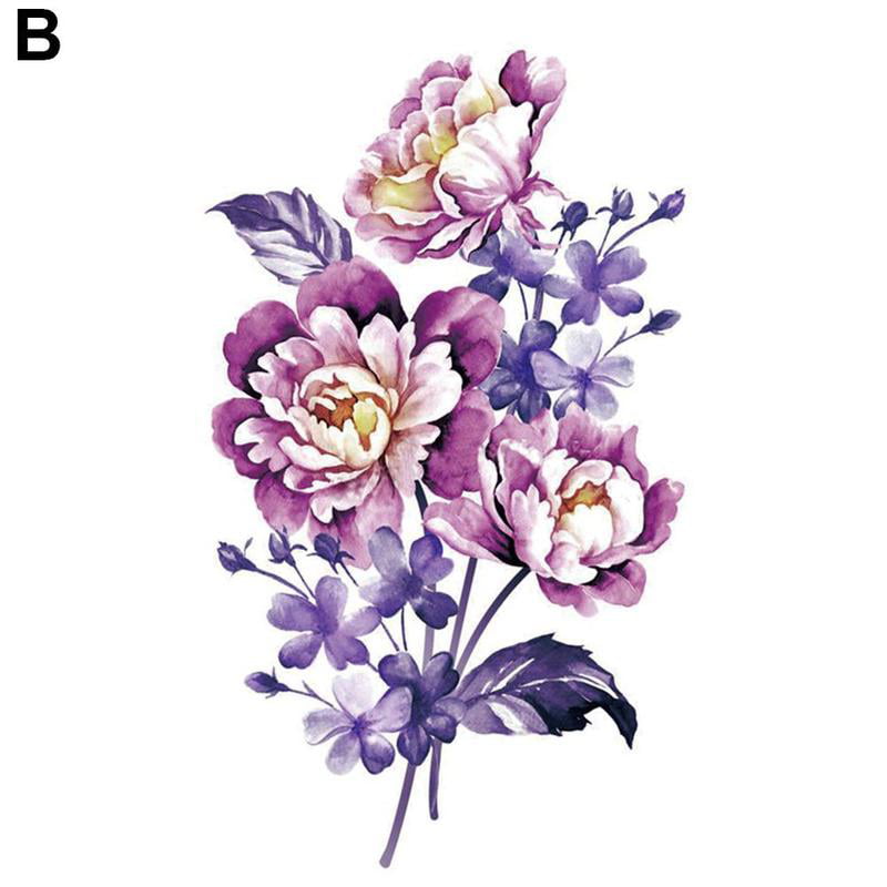 KREA - botanical tattoo designed by escher, verbena and lavender flowers,  inking on skin