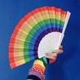 thumbnail image 4 of 10 abanicos de mano de arcoíris, abanicos de mano plegables Pride Fan, abanicos de mano coloridos, abanicos plegables de plástico para eventos de festivales de música y suministros de baile, 4 of 6