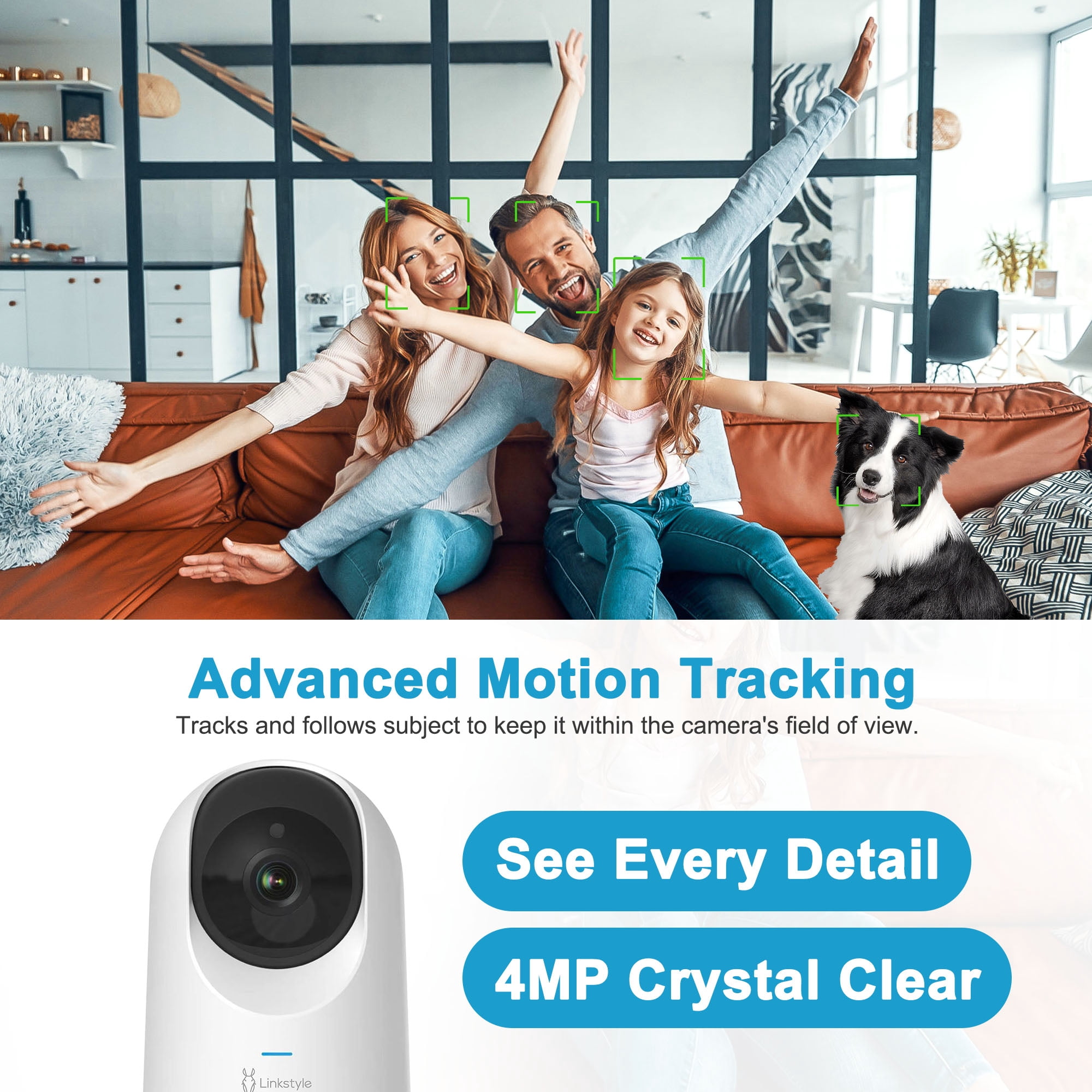 Mira II 2K Indoor Security Camera By LINKSTYLE — Baby, Pet & Home Smart Surveillance Monitor, AI Motion, 2-Way Audio, Night Vision (NO SUBSCRIPTION REQUIRED)