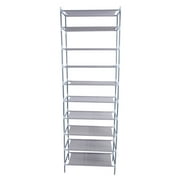 Cfowner 30 Pairs Shoe Rack Organizer with 10 Tiers, Vertical Large Shoe Rack with Removable, Stackable Shoe Rack for Boot & Shoe Storage-Gray