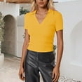 thumbnail image 2 of Daznico Womens Tops - Women's Short Sleeve V Neck Blouse Casual Business Tops Work Shirt Breathable Wear Stylish Versatile Tee - Shirts for Women,Color:Yellow,Size:S, 2 of 4