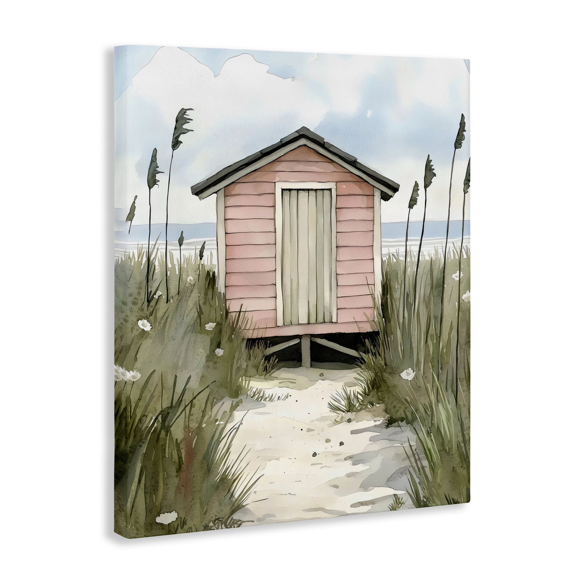 Stupell Industries Coastal Calm Pink Beach Hut Canvas Wall Art, design by Riley B