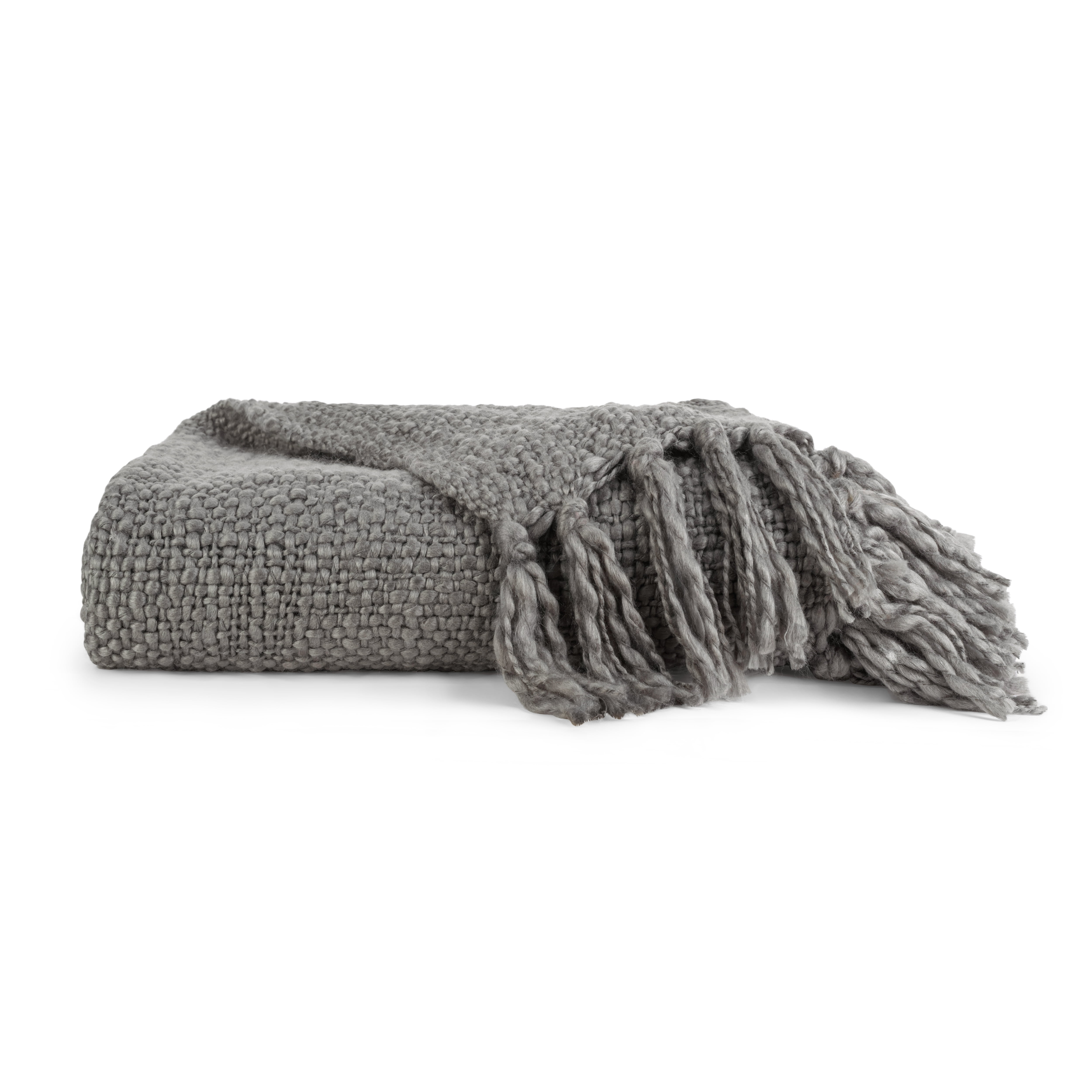 Noble Linens Gray Slub-Yarn Throw Blanket, 50
