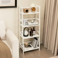 thumbnail image 2 of Costway Multifunctional 4 Shelf Bamboo Bookcase Ladder Plant Flower Stand Rack Storage White, 2 of 9