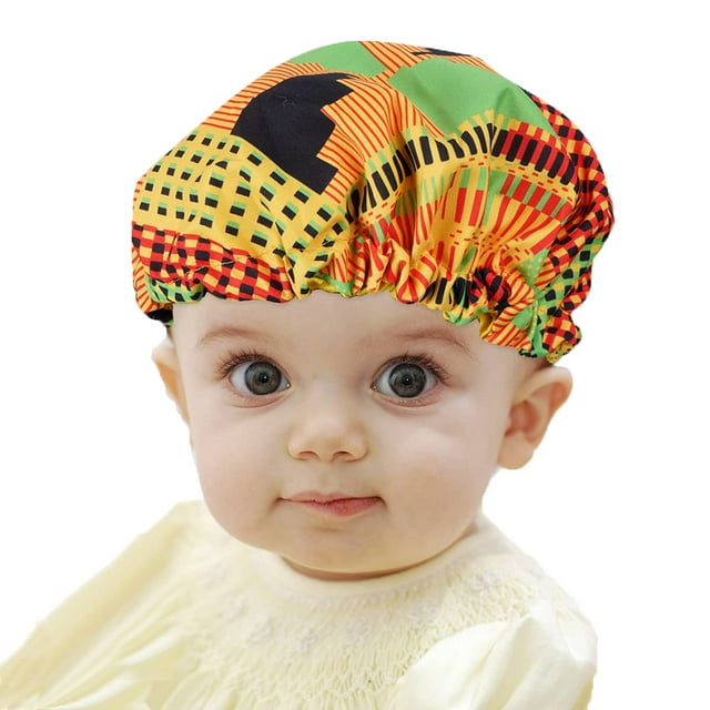 Capuchon à Fleurs pour Cheveux Naturels, Capuchon Réversible en Satin pour Enfant en Bas Âge (Print 03)
