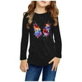 thumbnail image 3 of Ugoldhm Girls Shirts Casual Round Neck Long Sleeve Butterfly Printed Tops Fall Tunic Tees, 3 of 5