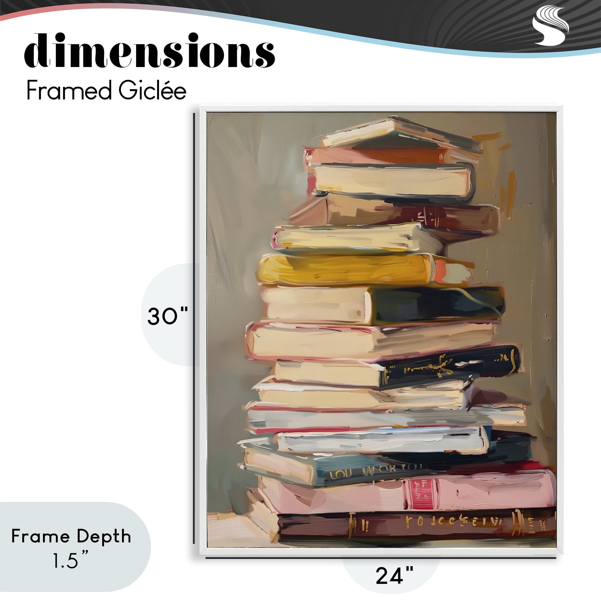 Stupell Industries Well Loved Bookstack White Framed Giclee Art, design by LSR Design Studio