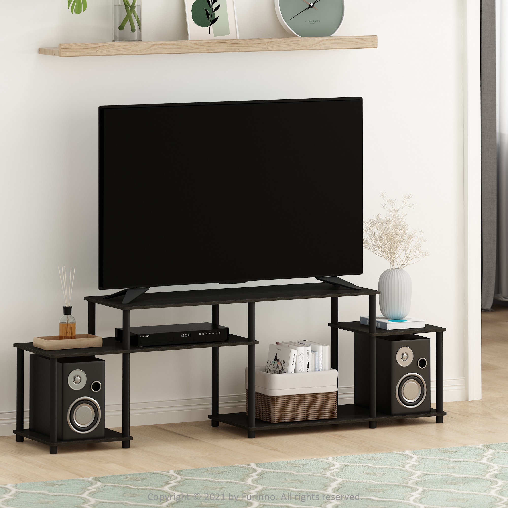 Furinno Turn-N-Tube Handel TV Stand for TV up to 55 Inch, Espresso/Black - image 2 of 3
