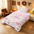 thumbnail image 2 of Homewish Kawaii Spooky Animal Twin Comforter Sets for Girls, Candy Bowtie Ghost Bedding Set, Pale Pink Yellow Black, Pink Reversible, 2-Piece 1 Comforter and 1 Pillowcase, 2 of 6