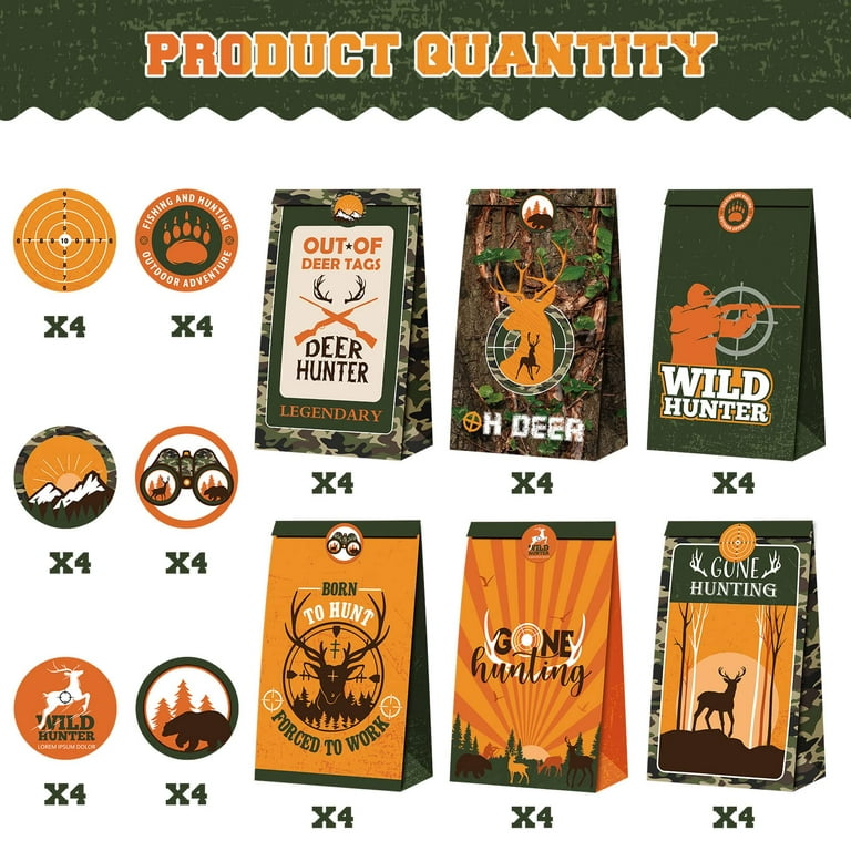 24 Pieces Hunting Goodie HP29 Bags Hunting Birthday Supplies Camo