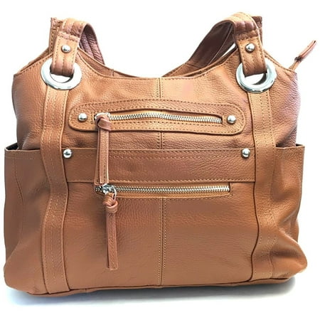 Leather Locking Concealment Purse - CCW Concealed Carry Gun Shoulder Bag, Light