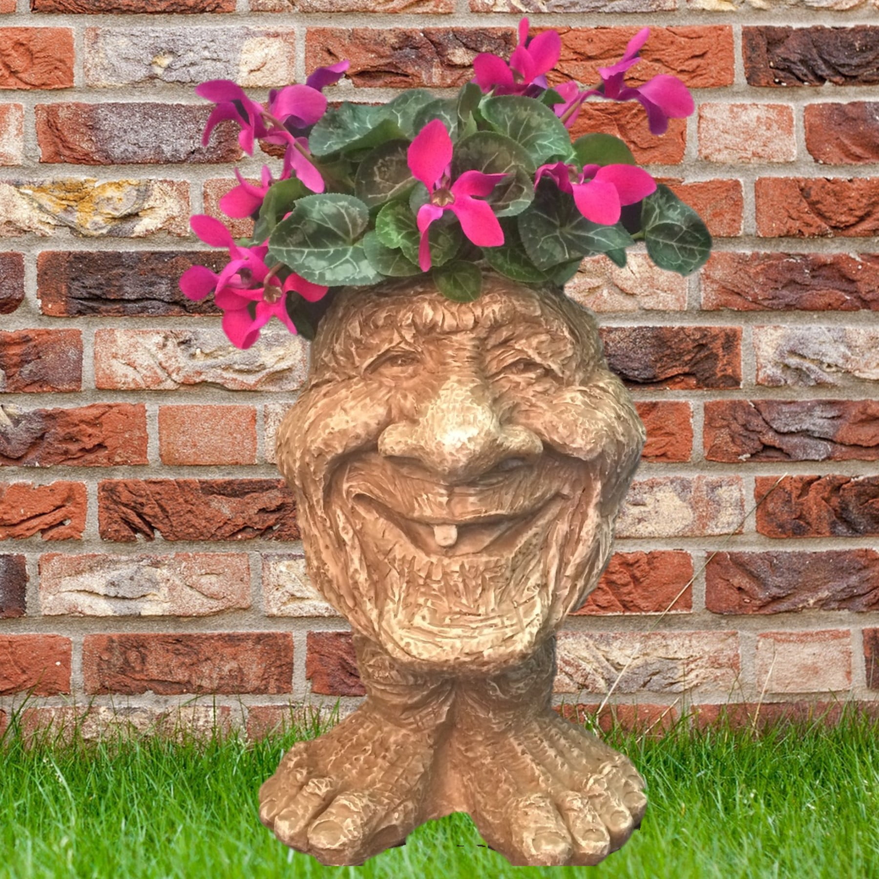 Homestyles 12 in. Great Grandpa Ace Muggly Face Garden Statue Planter Holds 4 in. Pot