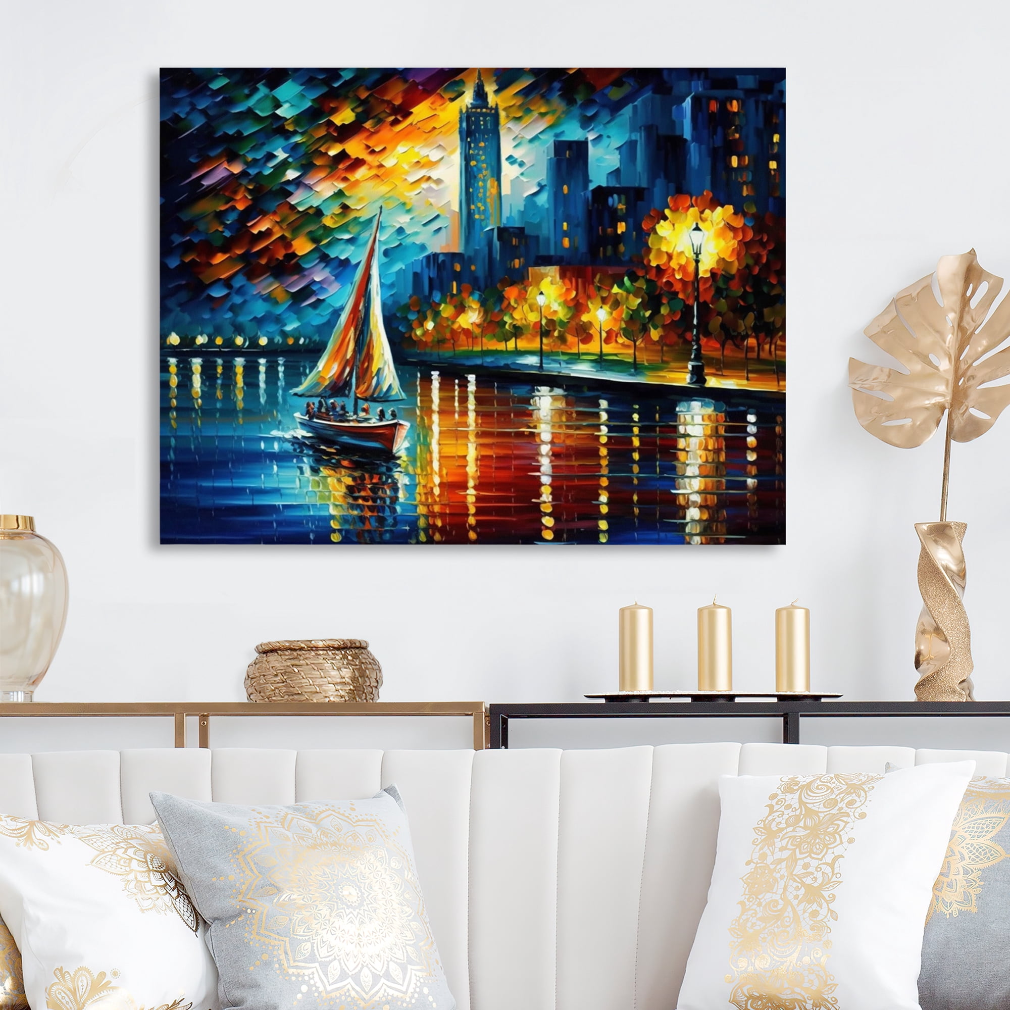 Designart Colorful \Paris River Canvas Wall Art