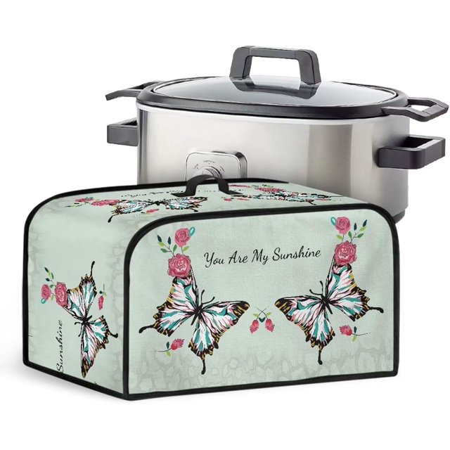 Dust Cover for Slow Cooker Pot Portable Dust Cover Dust Covers for Kitchen Appliances Waterproof Kitchen Appliance Protector with Mesh Pocket and Top Handle, Butterflies, CZA64
