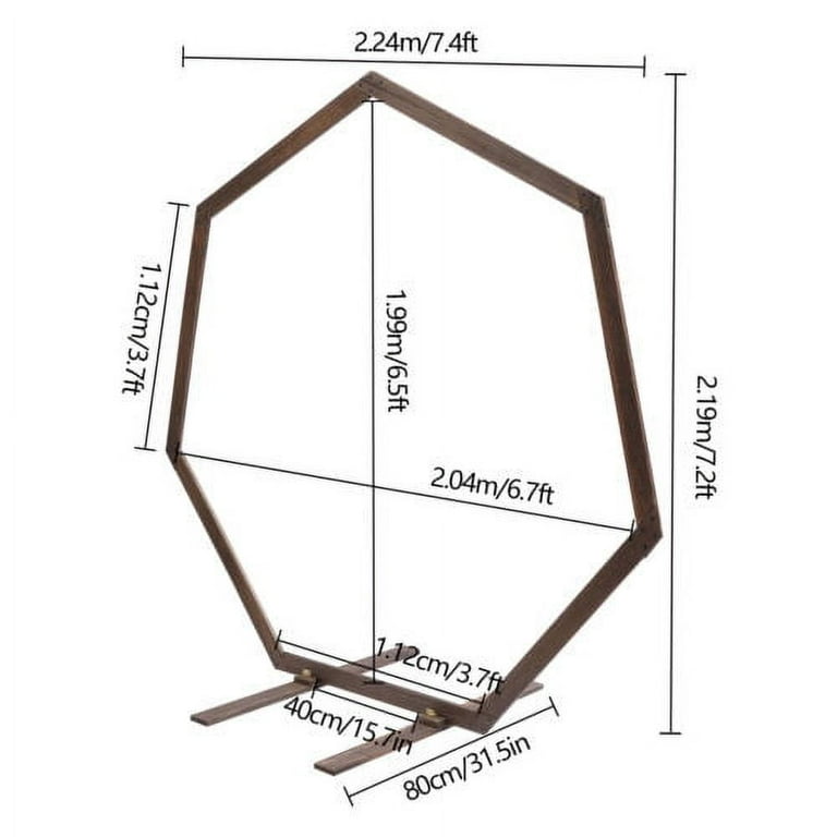 7.2 feet Natural Wood Backdrop Stand Wedding Arch Heptagon Shape