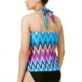thumbnail image 2 of Island Escape MULTI Ladies Chevron Crush Printed Halter Tankini Swim Top, US 8, 2 of 2