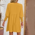 thumbnail image 5 of Fall New Arrivals Dresses!Brilliant Dresses for Women Fall 2024 Trendy Women Spring Round Neck Doll Dress Solid Color Three-Layer Pleated Dress Yellow XXL, 5 of 5