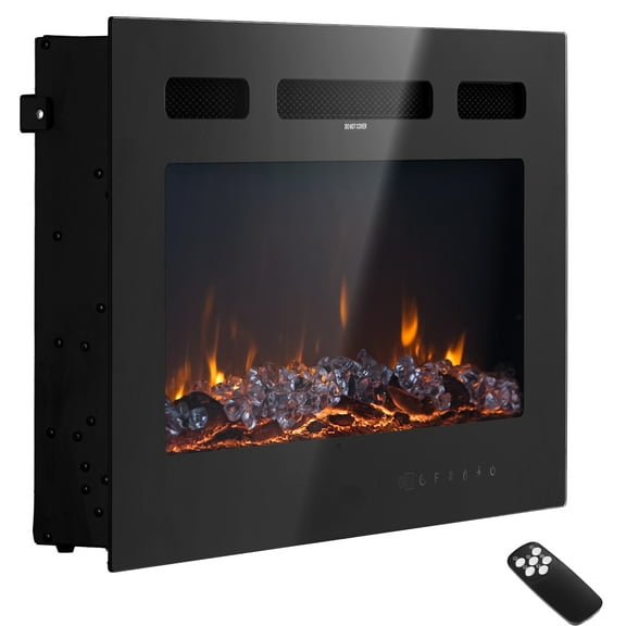 KFFKFF 36-Inch Electric Fireplace, Wall-Mount or Recessed Installation, Remote Control, Timer, 1500W, Customizable Flame Colors and Brightness, Touch Screen, Overheat Safety, Ideal for Living Rooms